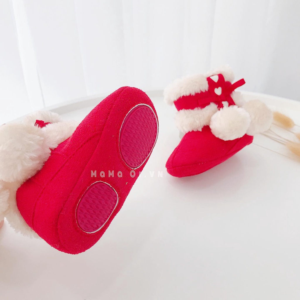 G97-LEN51 SET GIÀY BOOT TRÁI TIM- NÓN LEN THỎ ÔM TAI NOEL CHO BÉ CỦA  MAMAOI- THỜI TRANG CHO BÉ