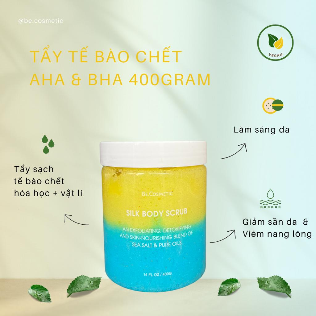 Tẩy tế bào chết mờ thâm mông, nách, bẹn Becosmetic dưỡng trắng da giảm mụn AHA BHA 120g-400g
