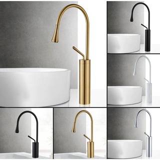 Vòi lavabo cổ ngỗng nóng lạnh thiết kế sang trọng, nhiều màu sắc như trắng hoặc đen để chọn lựa