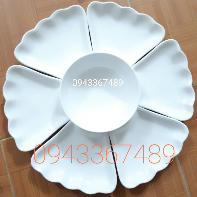 Bộ bát đĩa hoa mặt trời sứ Bát Tràng đk55cm. Cỡ to. Hàng chuẩn, y hình