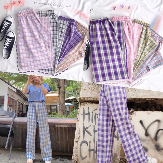 Quần Long Pant Caro Suông Unisex Màu Mới Ảnh Thật