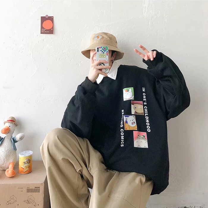 Áo Thun Tay Dài Dáng Rộng Có In Hình Phong Cách Hàn Quốc Dành Cho Nam | BigBuy360 - bigbuy360.vn