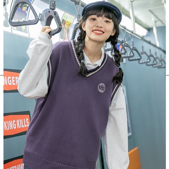 Áo gile len ulzzang nữ áo len gile nữ phong cách hàn quốc - AL11 | BigBuy360 - bigbuy360.vn