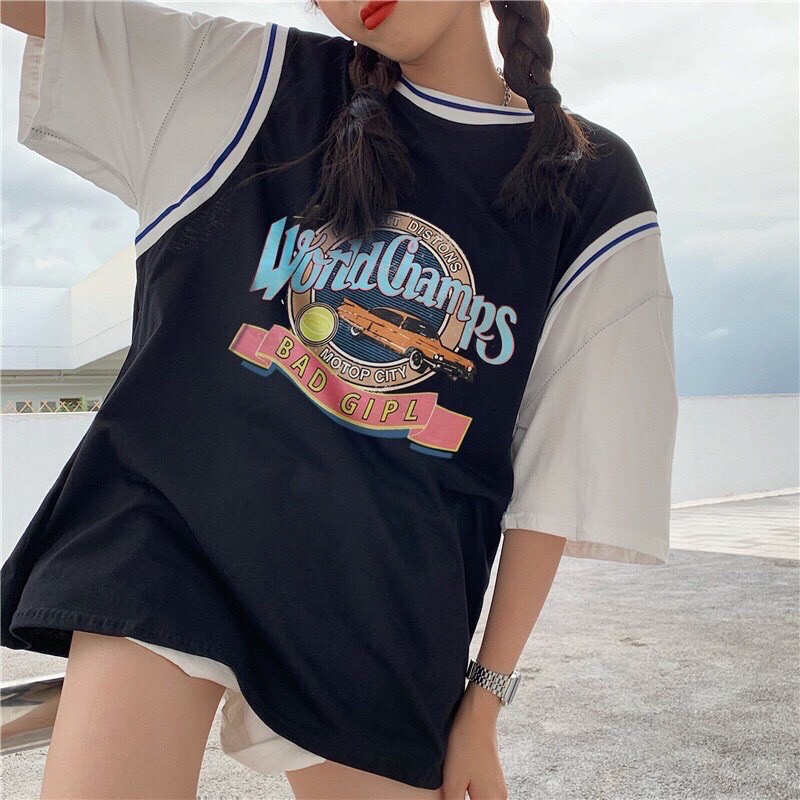 [Sale Sốc]Áo Thun Phối Tanktop Bóng Rổ Nam Nữ Tay Lỡ Unisex Form Rộng WorlCham 3 Màu Cực Lạ Basics Tee Phông Oversize