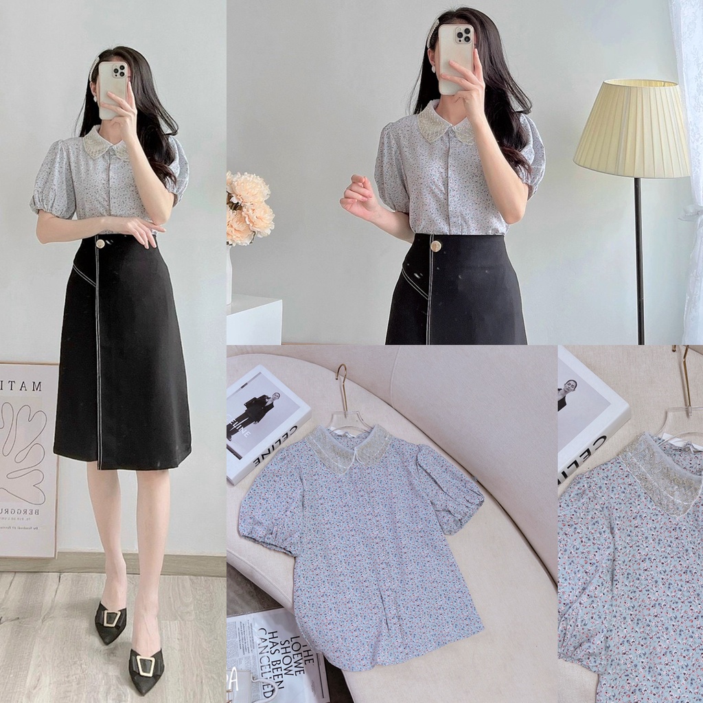 Áo lụa cổ sen đá
