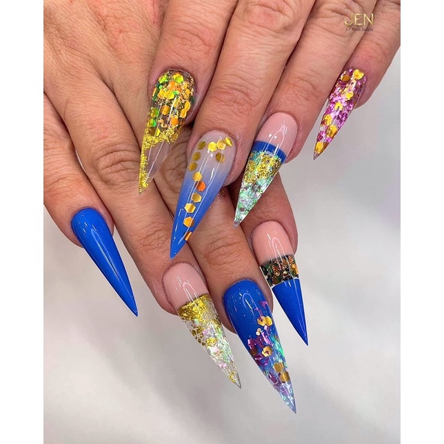 Nhũ kim tuyến lục giác 12 màu-phụ kiện nail móng