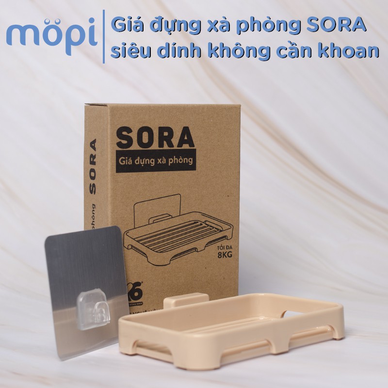 Giá Đựng Xà Phòng SORA - Siêu Chắc Chắn, Tiện Dụng, Dễ Lắp Đặt Với Móc Dán Siêu Dính