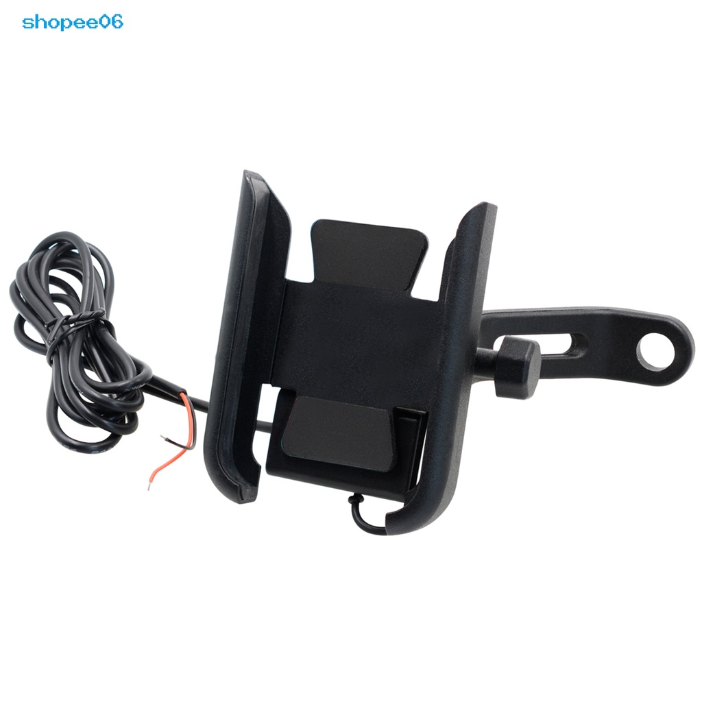 Giá đỡ điện thoại xoay 360 độ kèm sạc USB tiện dụng cho xe máy/ xe đạp