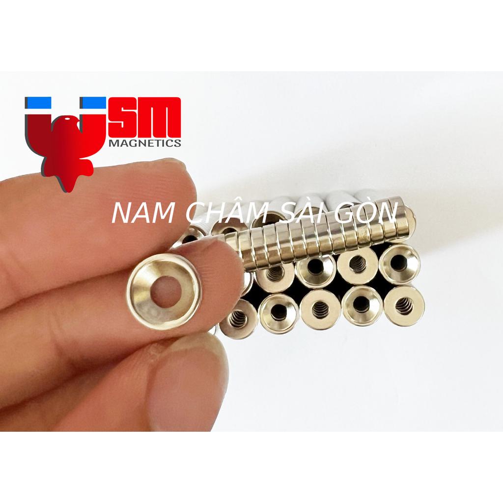 [NCSG] Nam châm đất hiếm hình tròn dày 3mm có lỗ nhiều kích thước (10x3mm - M4, 12x3mm - M3, 15x3mm - M4)