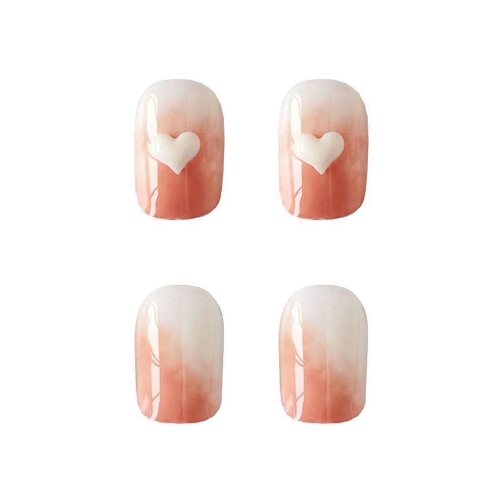 [Hàng mới về] Hộp 24 móng tay giả ngắn/ vuông/ tròn/ trái tim đính nơ xinh xắn có thể tháo rời sử dụng tiện lợi