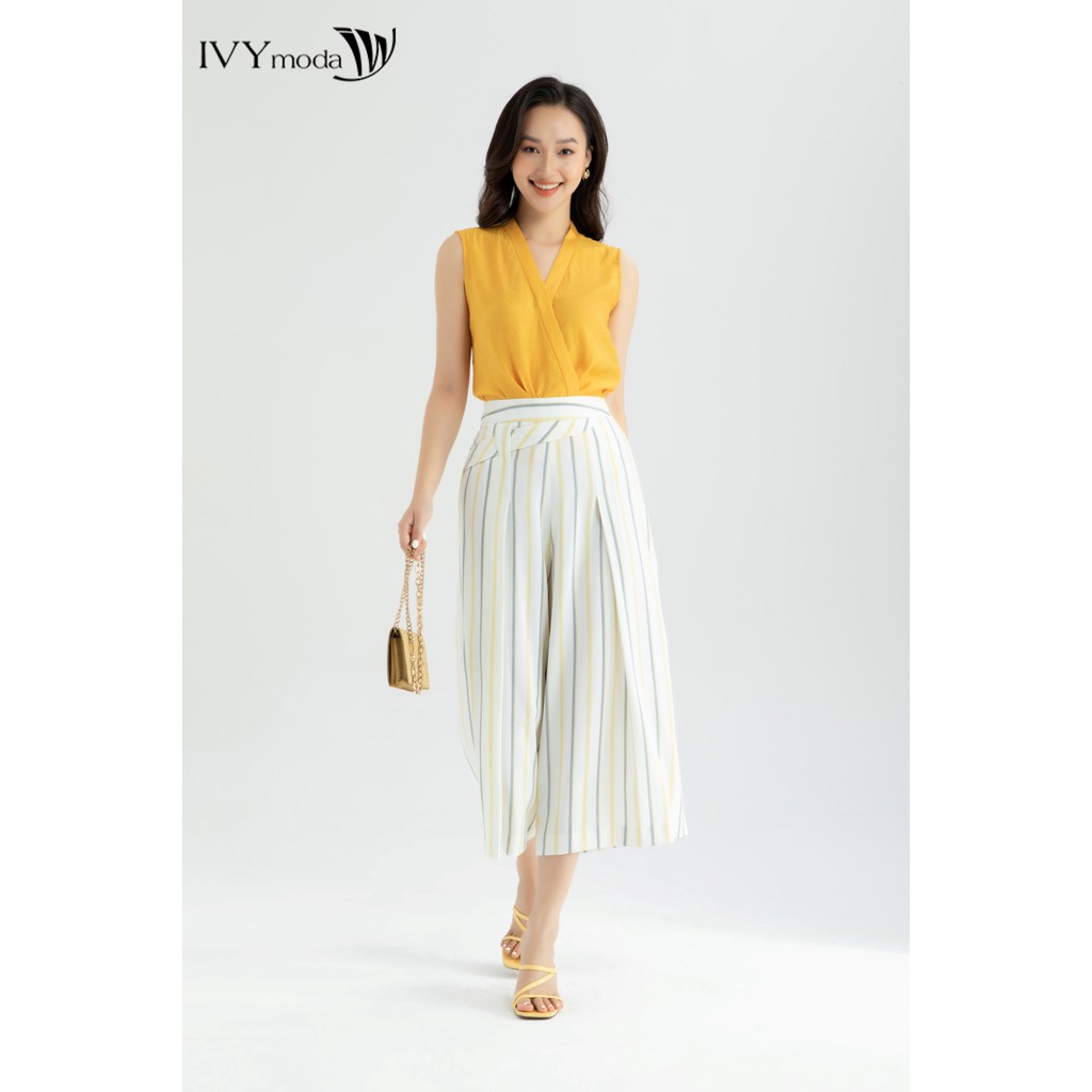 [NHẬP WABRTL5 GIẢM 10% TỐI ĐA 50K ĐH 250K ]Quần lửng nữ cạp kiểu thiết kế IVY moda MS 21M6383