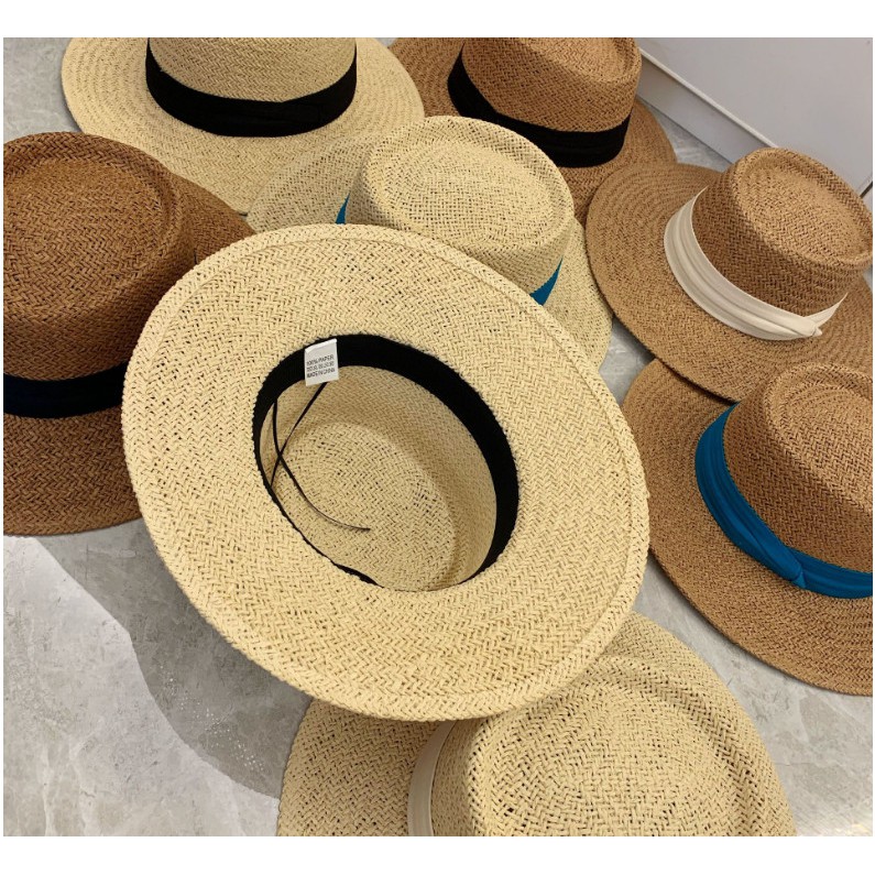 Nón Cói Mũ Cói Gaucho Panama Cao Cấp Chất Liệu Cói Tự Nhiên Viền Trắng Đen