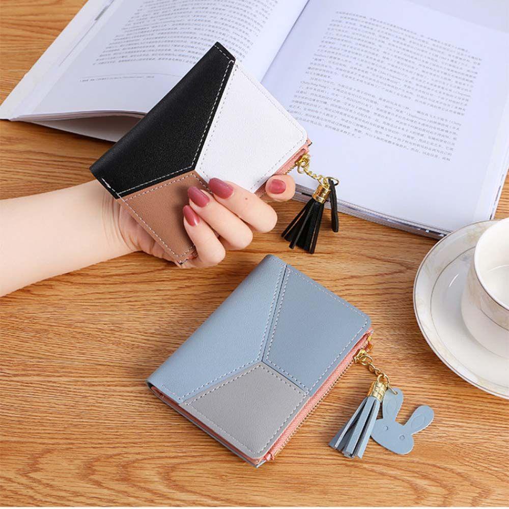Ví Ngắn Đựng Thẻ Có Khóa Kéo Thời Trang Dành Cho Nữ Giá Đỡ