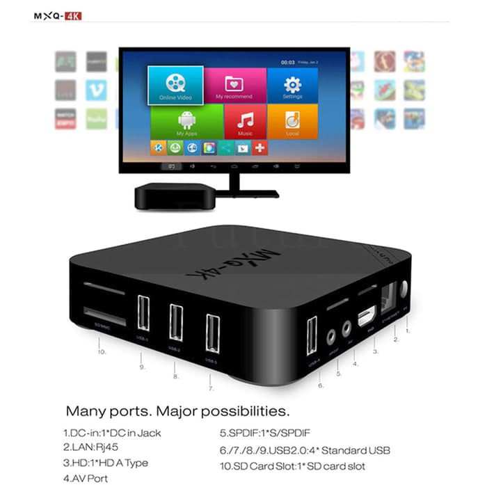 Đầu Mxq 4k Rk3229 1g8g H.264H.265 ~ As0784 Android Smart Tv Box