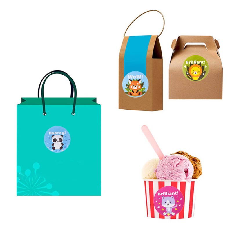 Cuộn 500 miếng dán phần thưởng của giáo viên họa tiết động vật dễ thương cho sổ lưu niệm/giấy làm quà tặng cho học sinh