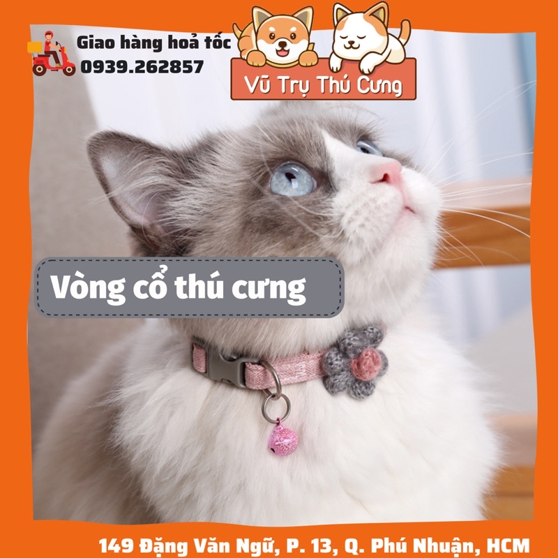 Vòng cổ đính hoa cho chó mèo, chất liệu mềm mại, tuỳ chỉnh kích thước