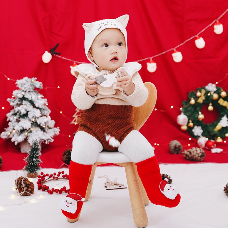 1 đôi vớ cotton cổ cao thoáng khí thoải mái cho bé trai/gái 1-3 tuổi