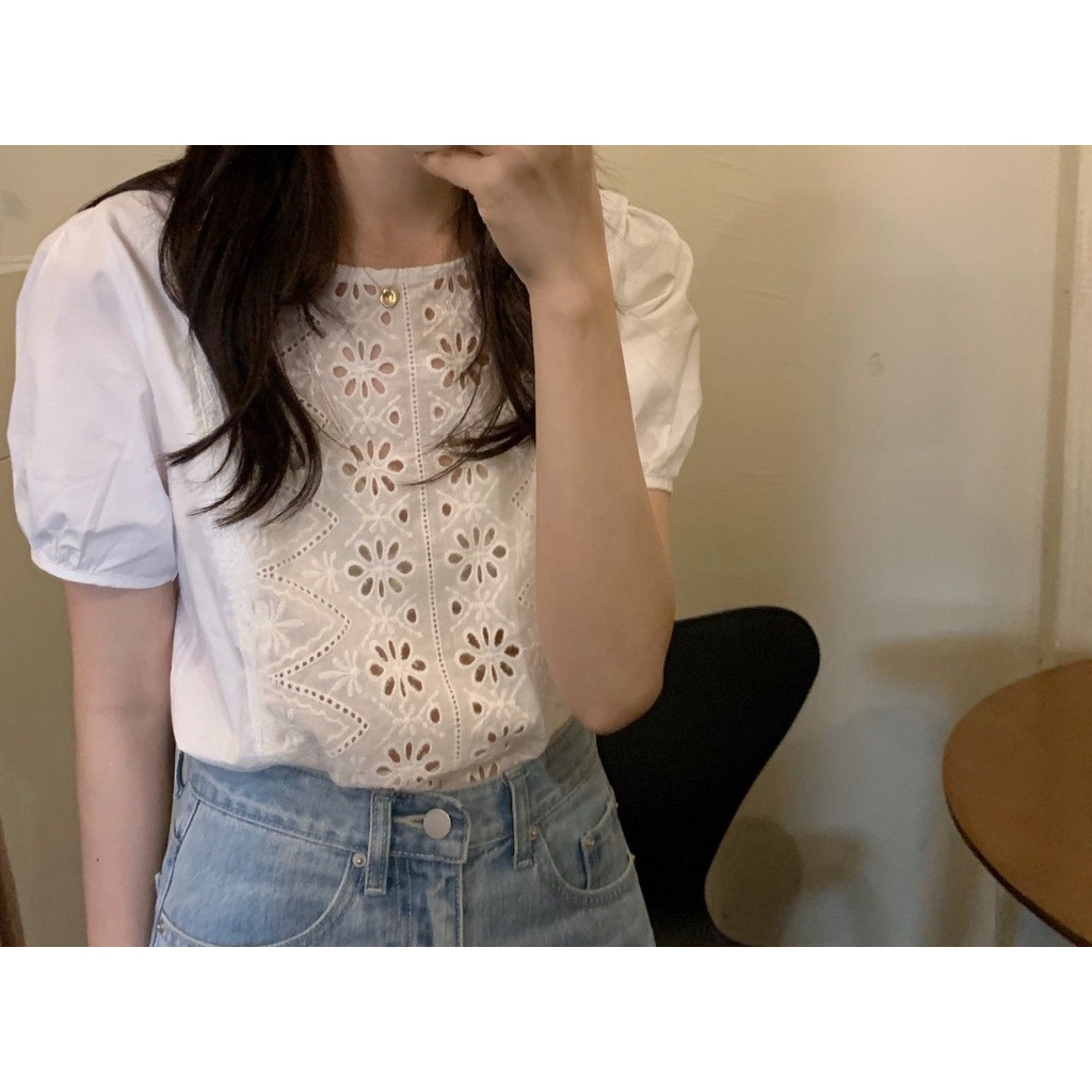 Áo Sơ Mi Tay Phồng Phong Cách Hàn Quốc Cổ Điển Dành Cho Nữ