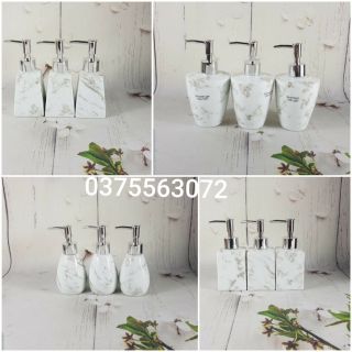 Bình đựng dầu gội, sữa tắm bằng gốm vân đá Bát Tràng. giá 1 chiếc