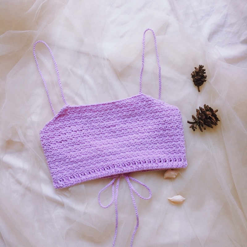Croptop Trơn - Bralette Len - Bikini Len Móc  - xanhlanhes