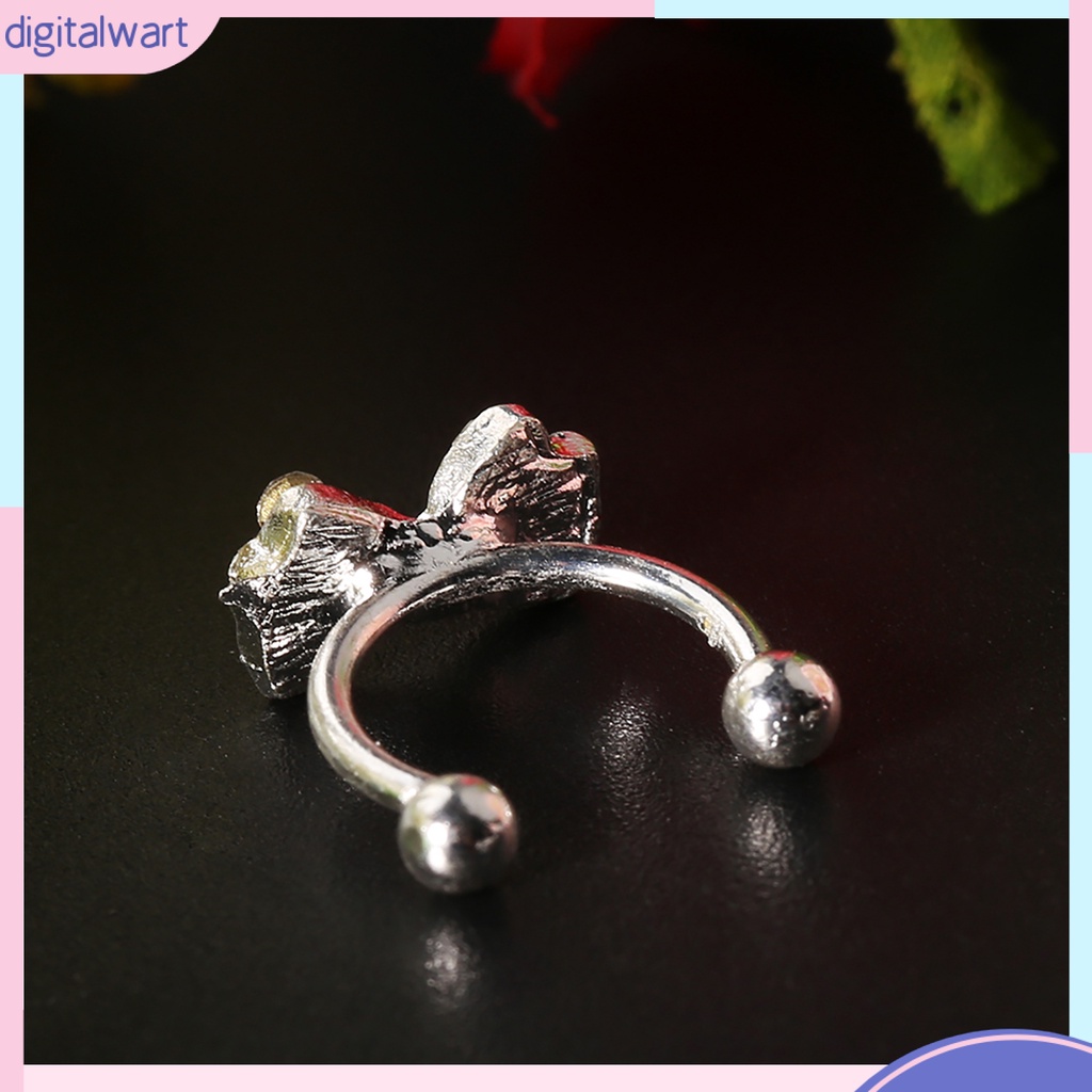 Khuyên vành tai đơn thiết kế hình nơ đính đá dễ thương sang trọng dành cho nữ