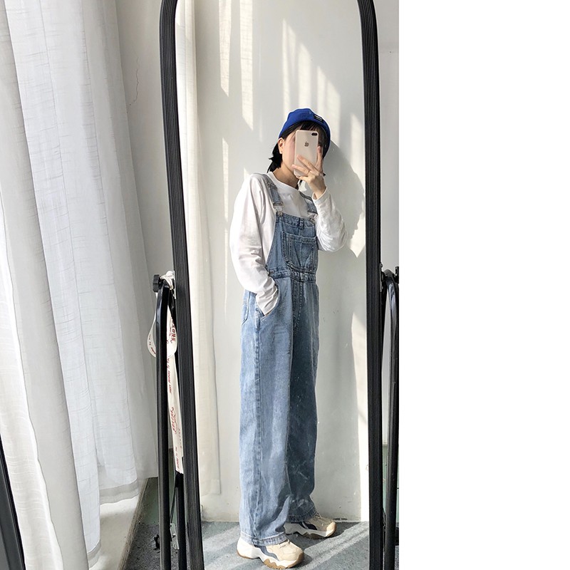 Quần yếm jean suông túi ngực ulzzang 7502