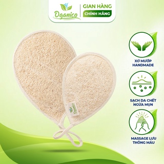 Bông tắm xơ mướp tự nhiên hình giọt nước tẩy tế bào chết, massage body - Oganico