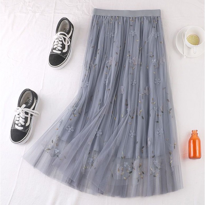 Chân váy ren đính hoa cao cấp Free size VAY25