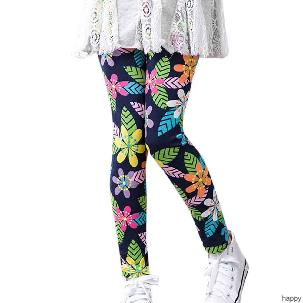 Quần Legging Cotton In Họa Tiết Hoa Xinh Xắn Cho Bé Gái Từ 2-14 Tuổi