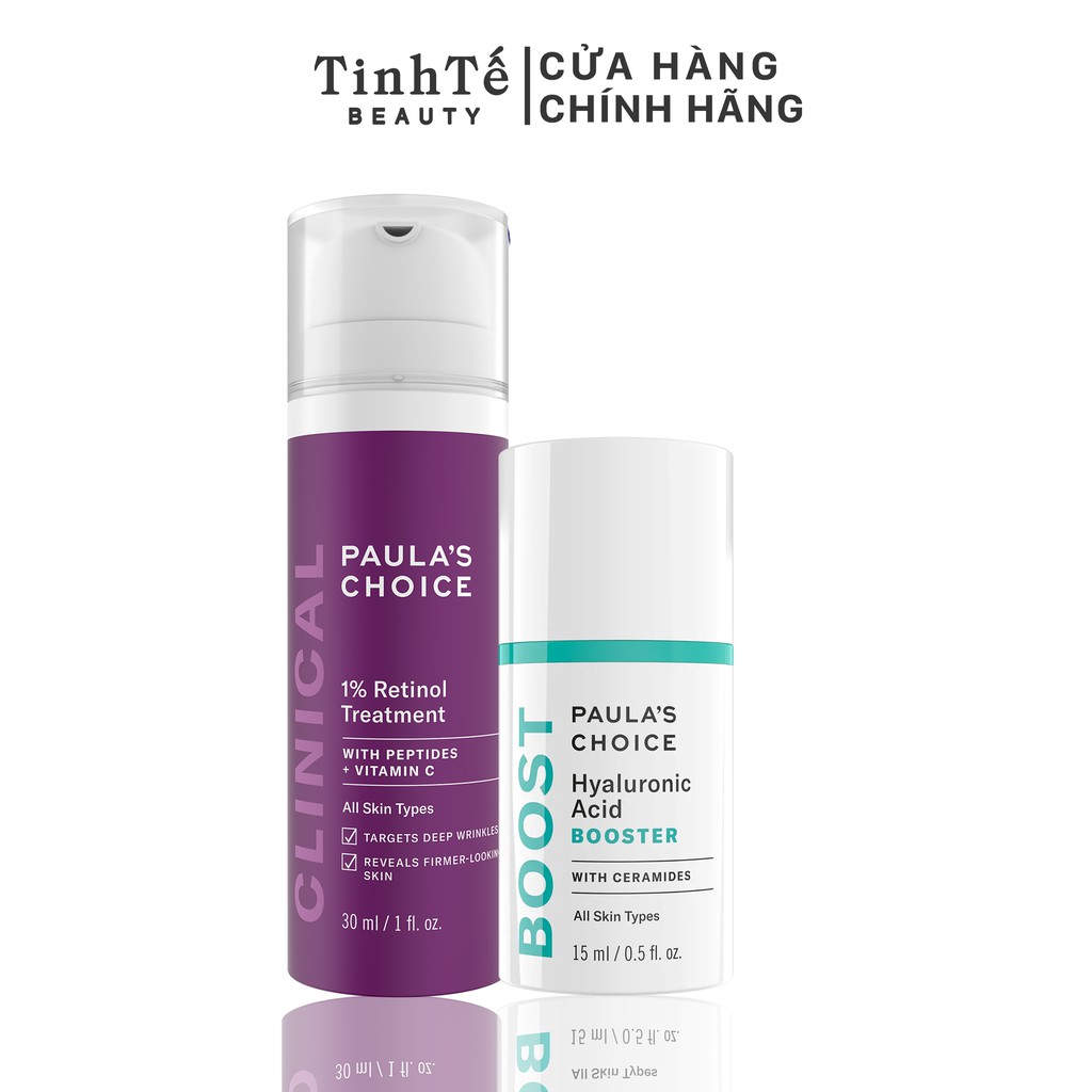 Bộ đôi chống lão hóa toàn diện Paula's Choice gồm Retinol 1% 30ml + Hyaluronic Acid Booster 15ml