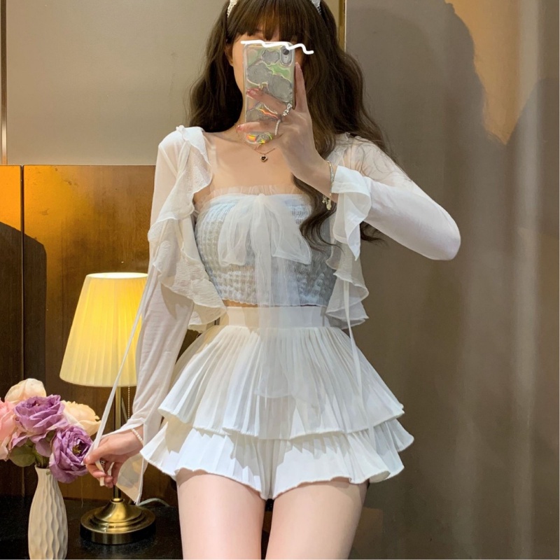 Chân váy xếp ly ngắn xòe 2 tầng cạp cao chất lụa Thái cao cấp trẻ trung năng động vô cùng tôn dáng Mely Fashion CV16