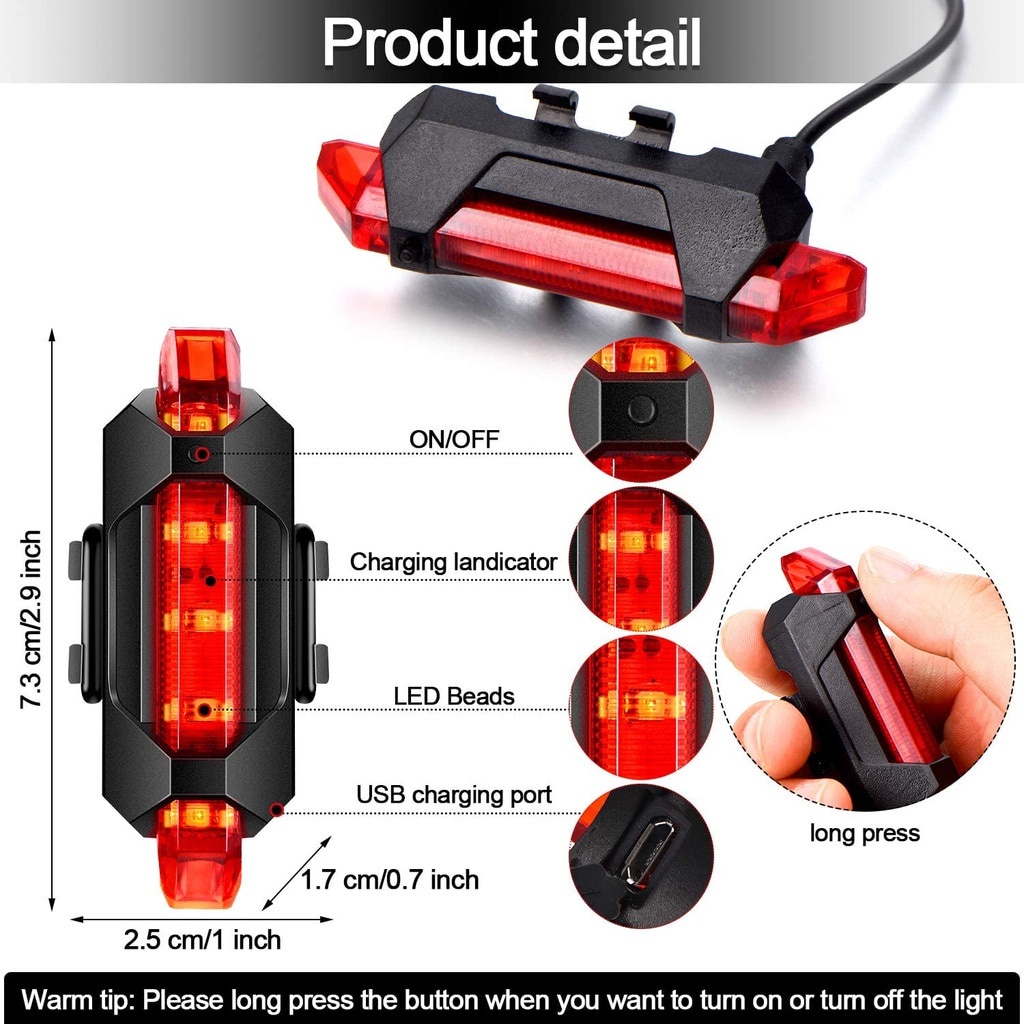 Guugei Đèn Led Cảnh Báo An Toàn Di Động Chống Nước Gắn Đuôi Xe Đạp Có Thể Sạc Lại Bằng Cổng Usb