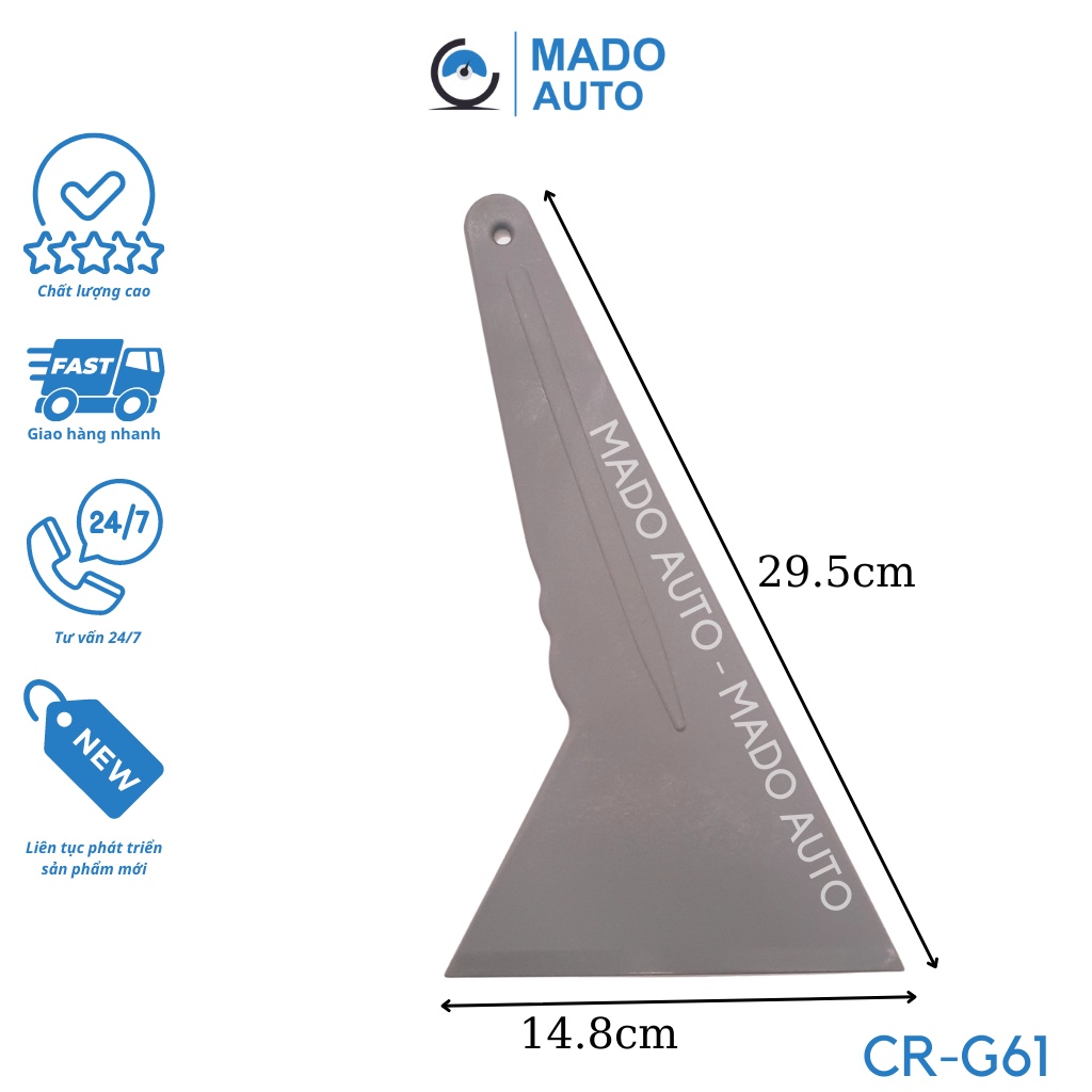 Gạt nhựa dán Film Phim cách nhiệt ô tô, dụng cụ dán Decal nhà kính màu xám to MADO AUTO Plastic Squeegee CR-G61