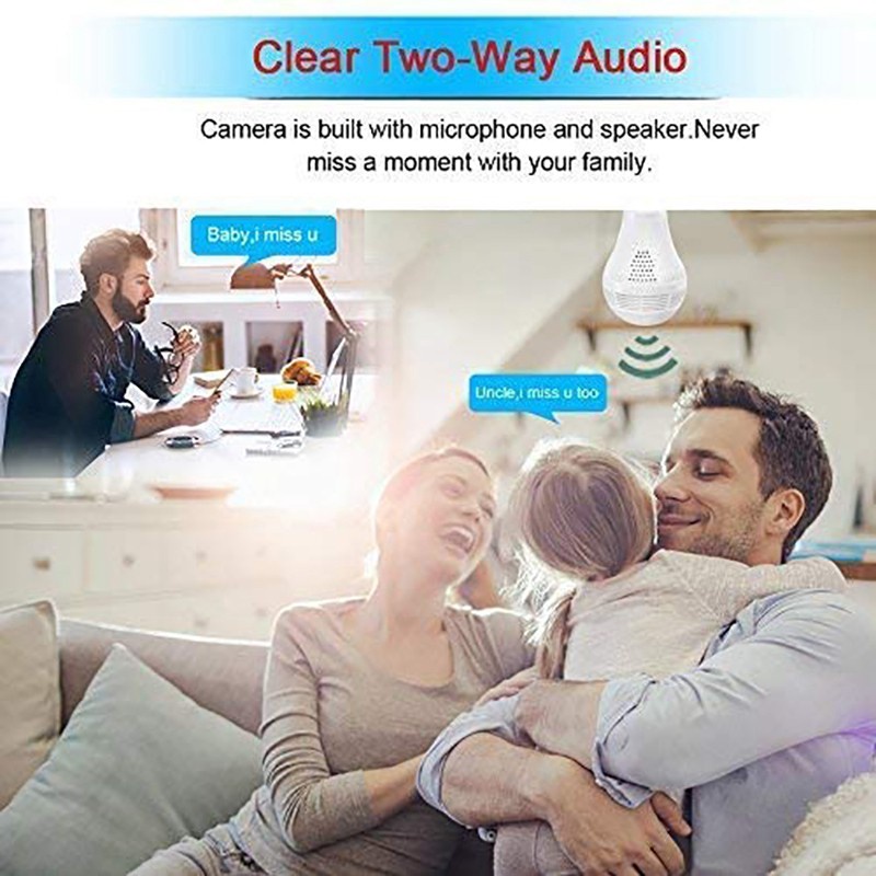 360 ° LED Light 960P Wifi Camera Home Security Two Way Audio (16G)