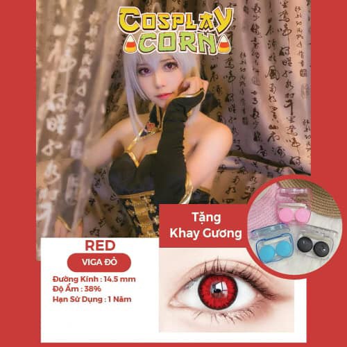 Lens hóa trang halloween viga - 1 cặp Contac lens Cosplay- kính áp tròng cos play đỏ/xanh/vàng từ 0 đến 8 độ (có lẻ độ)