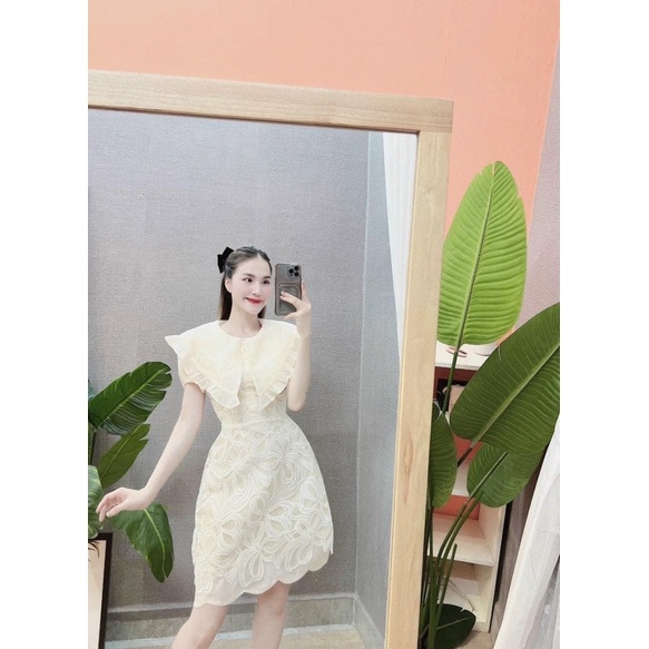 Đầm ren cổ sen hai lớp xịn sò