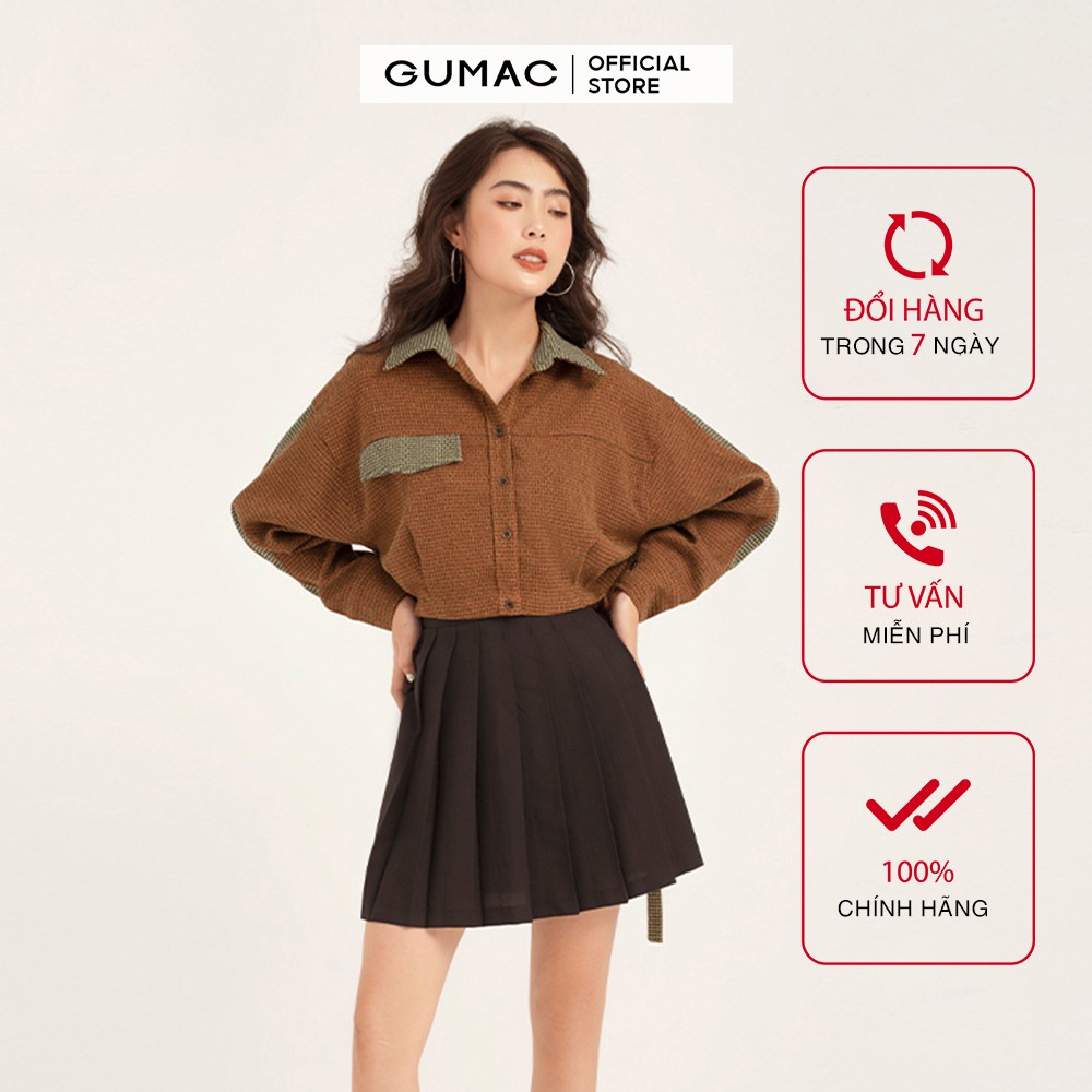 Chân váy nữ ngắn xếp ly GUMAC màu đen, đủ size, thiết kế basic, năng động trẻ trung VB1152 | BigBuy360 - bigbuy360.vn