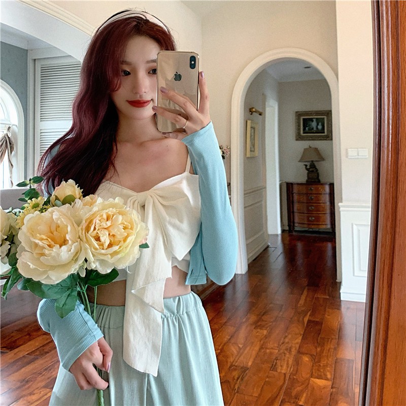 Áo Hai Dây Mini Phối Nơ Xinh Xắn Dành Cho Nữ | BigBuy360 - bigbuy360.vn