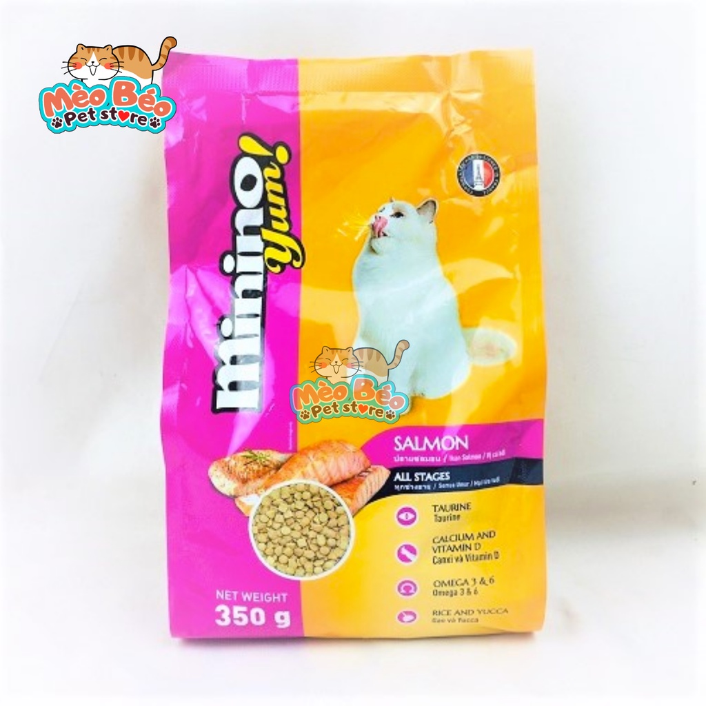 Thức ăn cho mèo MININO YUM vị cá hồi, cá biển - 350g