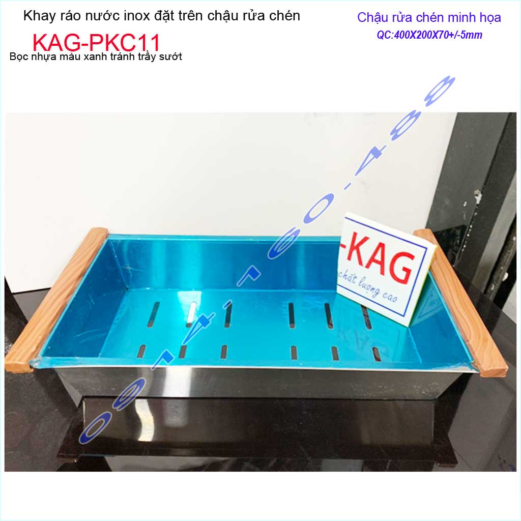 Khay ráo nước chậu rửa chén KAG-PCK11 inox 304, rổ ráo chậu chén inox dập Thái lan 40xm x20cm thiết kế sang trọng tiện d