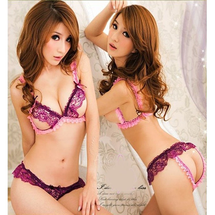 ĐỒ LÓT LỌT KHE SEXY HAI MÀU TRẮNG HỒNG/HỒNG TÍM GIÁ #40k | BigBuy360 - bigbuy360.vn