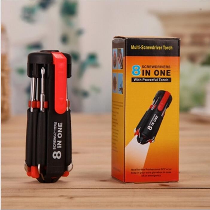Bộ đồ tua vít 8 trong 1 có thể đổi đầu kèm đèn chiếu sáng siêu tiện dụng cho mọi gia đình