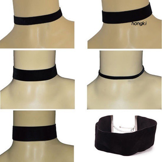 Vòng cổ choker nhung màu đen phong cách retro đơn giản cho nữ