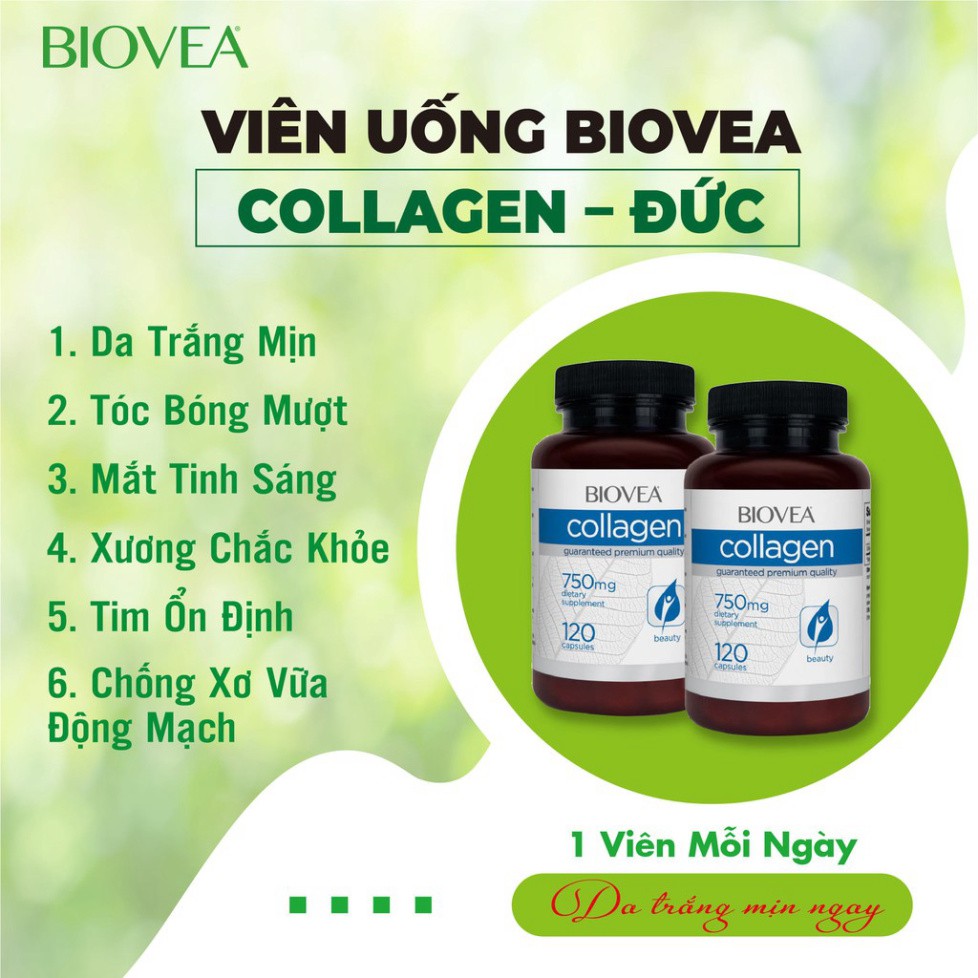 Viên Uống Đẹp Da 🌸Hàng Đức🌸 Viên Uống Biovea Collagen 750mg 120 viên, Đẹp Da, Bổ Sụn Khớp, Cải Thiện Sinh Lý