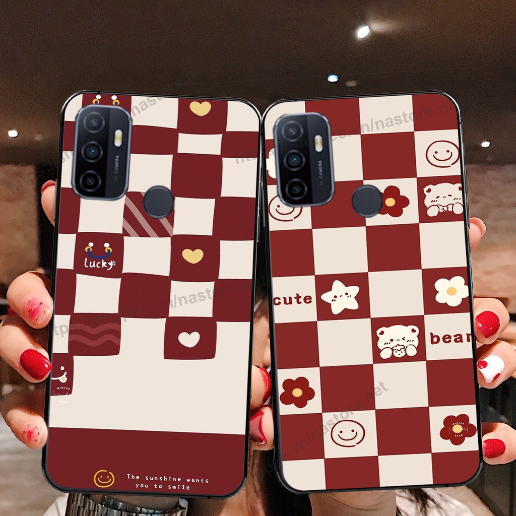 Ốp lưng Oppo A53 trái tim hình gấu cute cá tính, giá rẻ, cực bền