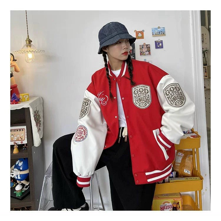 Áo Khoác Nữ Chất Nỉ PE Loại 1 Dày Mịn Phối Hình In Đẹp Có 2 Màu Đen - Đỏ Form Rộng Che Nắng Chắn Gió Tốt [NEW UNISEX]