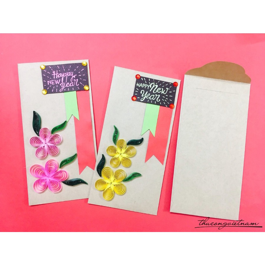 Bao Lì Xì Kraft trơn, giấy mỹ thuật trơn để tự trang trí