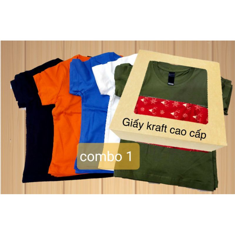 Combo 5 áo thun tre e cotton 100% + tặng 1 đôi tất