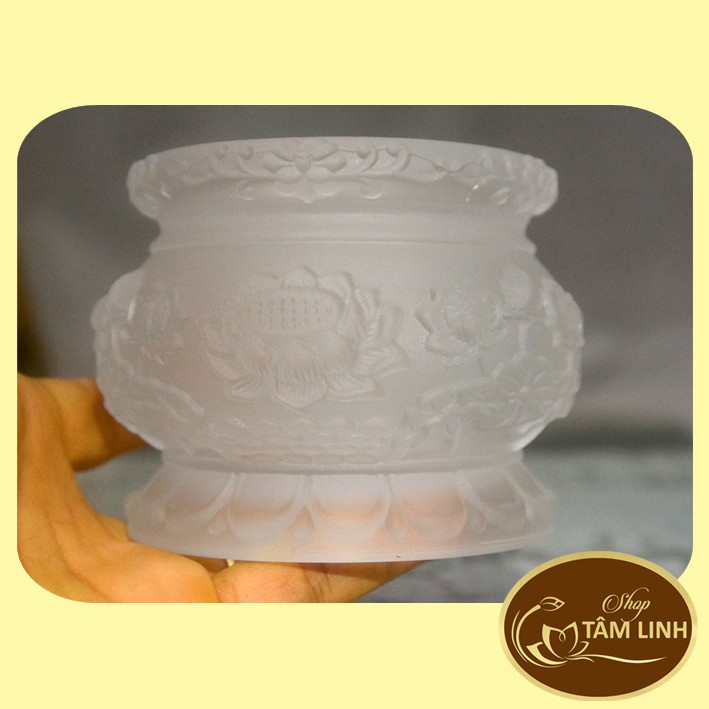 Lư Hương - Bát Hương Hoa Sen Lưu Ly Trắng Nhiều Cỡ
