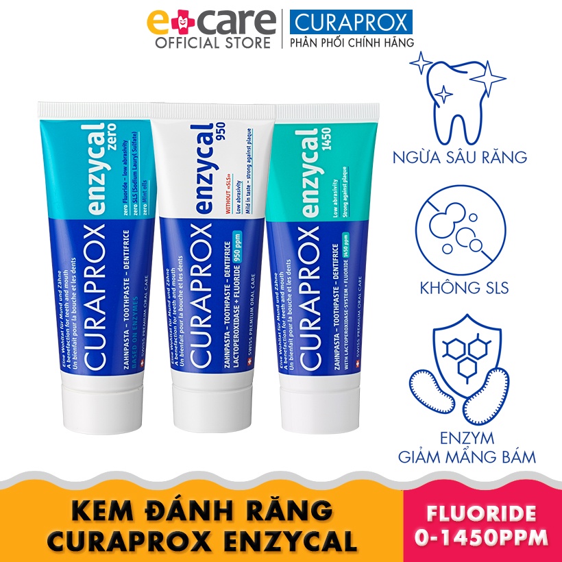 Kem đánh răng Curaprox Enzycal 75ml ngừa sâu răng